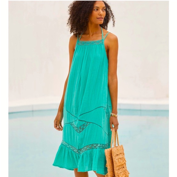 Anthropologie Crochet Trim Gauze Dress - Picture 2 of 7